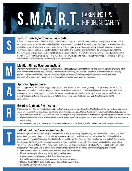 2024 <b>Internet Safety</b> Day: SMART Tips for Parents - Handout