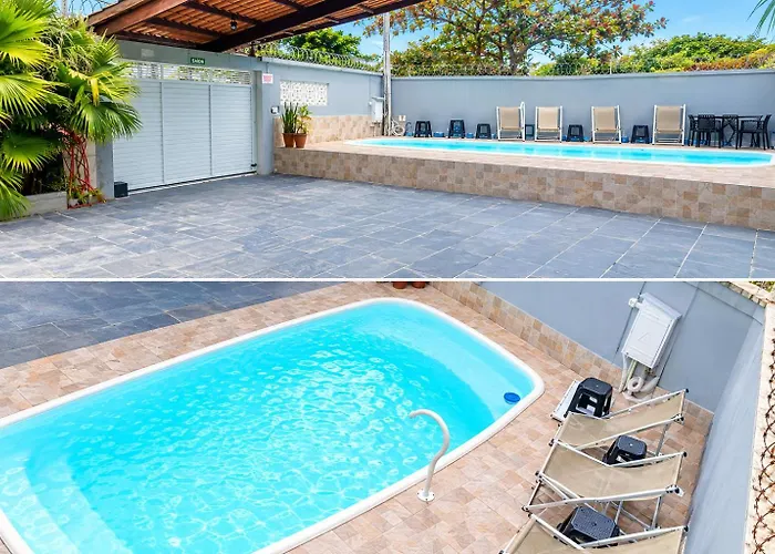 Pousada do sossego mar e verde em Itanhaem com piscina